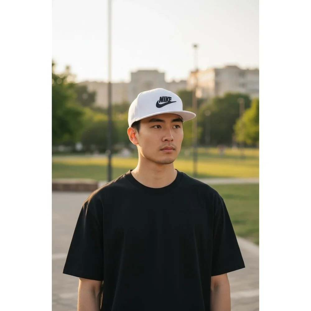 Nike Pro Cap Dri-FIT Flat Brim Snapback Hat White Black FB5380-100 L/XL